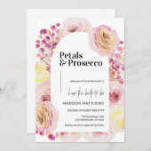 花びら&プロセッコフローラアーチ春ブライダルシャワー 招待状 (正面/裏面)