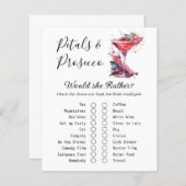 花びら&プロセッコフローラブライダルシャワーゲームカード (正面/裏面)