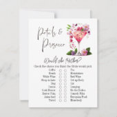 花びら&プロセッコフローラブライダルシャワーゲームカード 招待状 (正面)