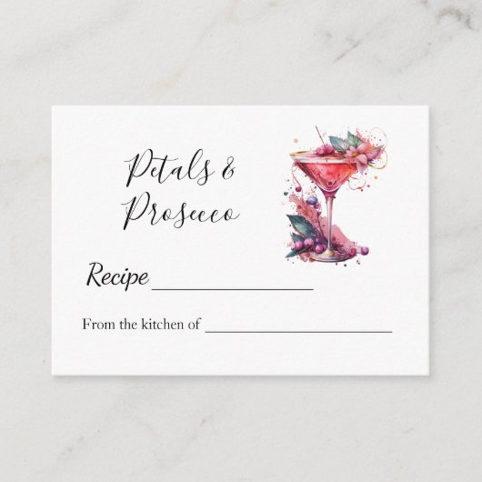 花びら&プロセッコフローラブライダルシャワーレシピ注 エンクロージャーカード (正面)