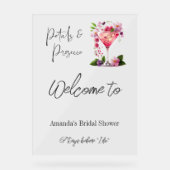 花びら&プロセッコフローラブライダルシャワー歓迎 アクリルサイン (正面)