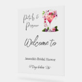 花びら&プロセッコフローラブライダルシャワー歓迎 アクリルサイン (傾斜)