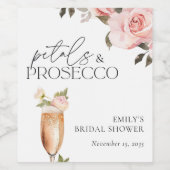 花びら&プロセッコフローラブライダルシャワー ワインラベル (シングルラベル)