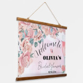 花びら&プロセッコブライダルシャワーウェルカムサイン 吊り下げ型タペストリー (傾斜あり)