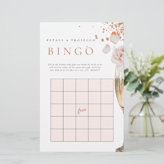 花びら&プロセッコブライダルシャワーギフトビンゴゲーム 便箋 (スタンド正面)