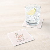 花びら&プロセッコブライダルシャワーバチェロレッテ スクエアペーパーコースター (インサイチュ)