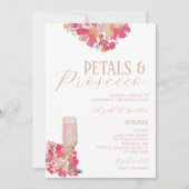 花びら&プロセッコブライダルシャワーフローラピンクシック 招待状 (正面)