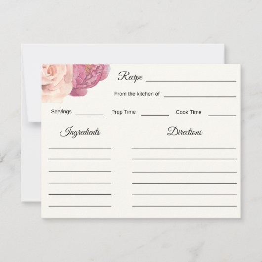 花びら&プロセッコブライダルシャワーレシピの指示 ノートカード (正面)