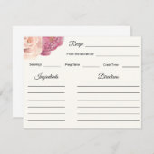 花びら&プロセッコブライダルシャワーレシピの指示 ノートカード (正面/裏面)