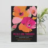 花びら&プロセッコブライト抽象芸術フローラブラック 招待状 (スタンド正面)