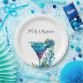 花びら&プロセッコブルーフローラブライダルシャワー ペーパープレート (パーティー)