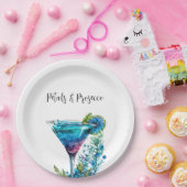 花びら&プロセッコブルーフローラブライダルシャワー ペーパープレート (パーティー)