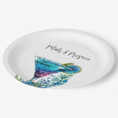 花びら&プロセッコブルーフローラブライダルシャワー ペーパープレート (アングル)