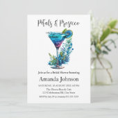 花びら&プロセッコブルーフローラ赤面ブライダルシャワー 招待状 (スタンド正面)