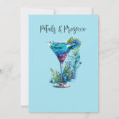 花びら&プロセッコブルーフローラ赤面ブライダルシャワー 招待状 (裏面)