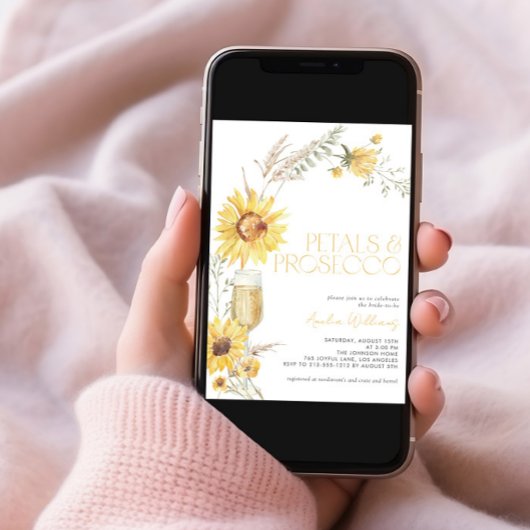 花びら&プロセッコボホサンフラワーブライダルシャワー 招待状