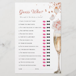 花びら&プロセッコ誰がブライダルシャワーゲーム 便箋