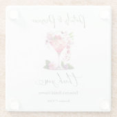 花びら&プロセッコ赤面ピンクフローラブライダルシャワー ガラスコースター (裏面)