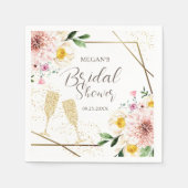 花びら&プロセッコ赤面ピンクフローラブライダルシャワー スタンダードカクテルナプキン (正面)