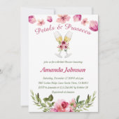 花びら&プロセッコ赤面ピンクフローラブライダルシャワー 招待状 (正面)