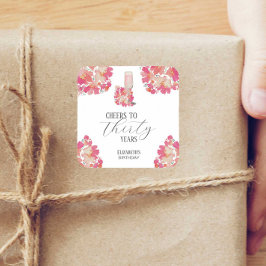 花びら&プロセッコ30th誕生日フローラピンクシック スクエアシール