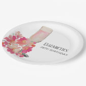 花びら&プロセッコ30th誕生日フローラピンクシック ペーパープレート (アングル)