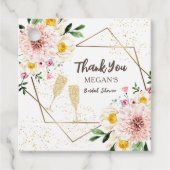 花びら&プロセッコ |シャンパンピンクブライダルシャワー フェイバータグ (正面)