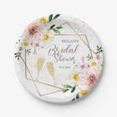 花びら&プロセッコ |バラ金ゴールドフローラブライダルシャワー ペーパープレート (正面)