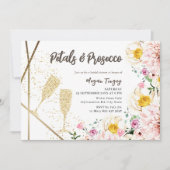 花びら&プロセッコ |ピンクフローラブライダルシャワー 招待状 (正面)