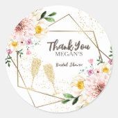 花びら&プロセッコ |フローラバラ金ゴールドブライダルシャワー ラウンドシール (正面)