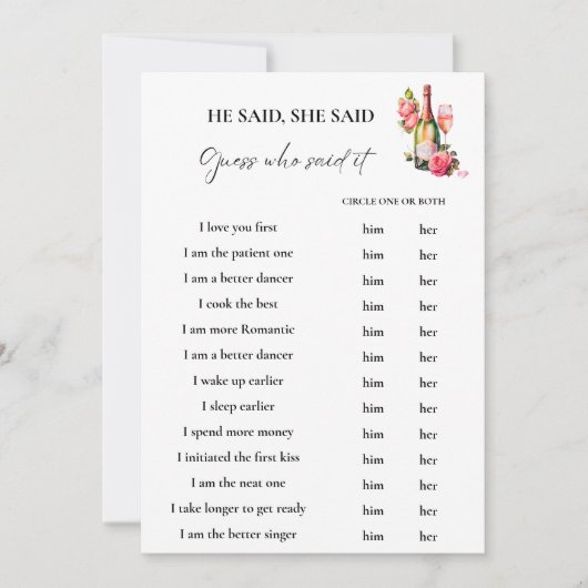 花びら 彼が言った 彼女が言った 結婚前のお茶会 ゲームカード (正面)