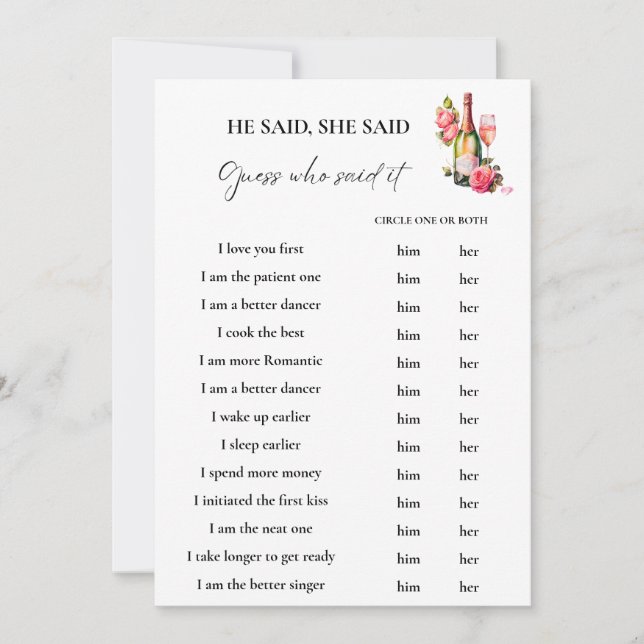 花びら　彼が言った　彼女が言った　結婚前のお茶会　ゲームカード (正面)