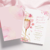 花びら、真珠とプロセッコのブライダルシャワーへの招待 招待状