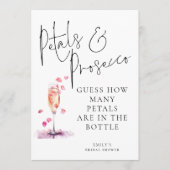 花びらProsecco推測する数のブライダルシャワーゲーム 招待状 (正面)