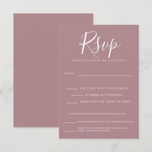 花への崇拝 出欠カード (正面/裏面)