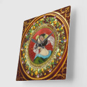 花ほうろう付きロマンチックヴィンテージ スクエア壁時計 (傾斜)