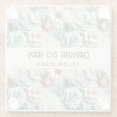 花ほこりっぽい緑のクリームの誕生日の名前 ガラスコースター (裏面)