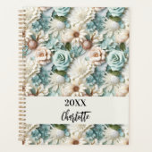 花ほこりっぽい緑のクリーム名スクリプト2025 プランナー手帳 (正面)