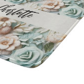 花ほこりっぽい緑のクリーム名スクリプト カッティングボード (角)