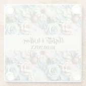 花ほこりっぽい緑のクリーム結婚の名前 ガラスコースター (裏面)