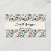 花ほこりまみれのグリーンクリームフォトQRロゴ 名刺 (正面)