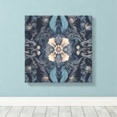 花やヴィンテージの離れ模様 キャンバスプリント (インサイチュ (ウッドフロア))