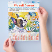 花や子犬のチラシを売る チラシ (手)