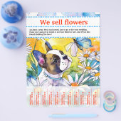 花や子犬のチラシを売る チラシ (シングル)
