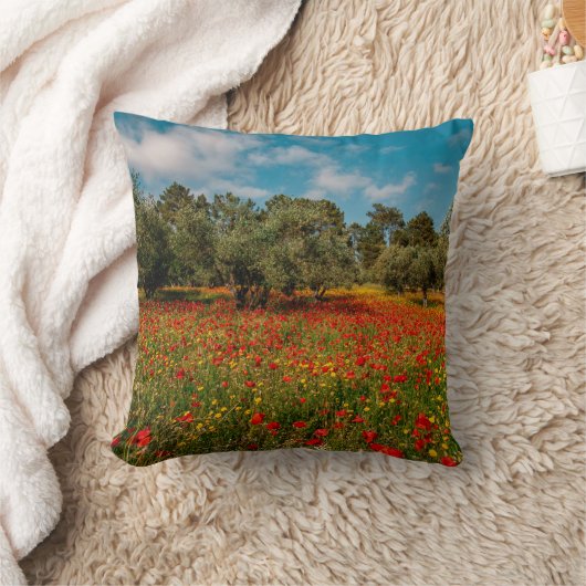 花や木の畑 クッション (ブランケット)