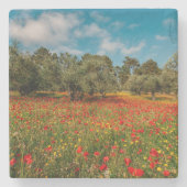 花や木の畑 ストーンコースター (正面)