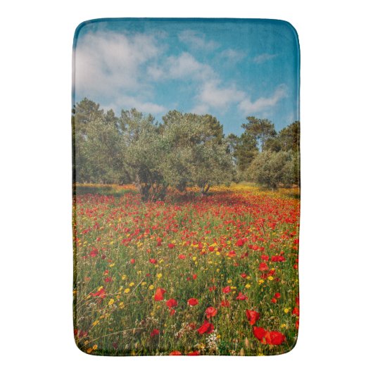 花や木の畑 バスマット (正面縦)