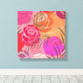 花や植物のピンクの模様 キャンバスプリント (インサイチュ (ウッドフロア))