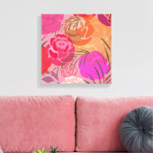 花や植物のピンクの模様 キャンバスプリント (インサイチュ (リビング))