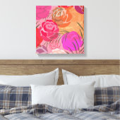 花や植物のピンクの模様 キャンバスプリント (インサイチュ (寝室))